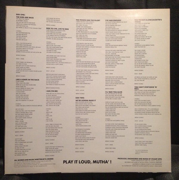 Twisted Sister – You Can't Stop Rock 'N' Roll LP vinyl record, image 4 of 6