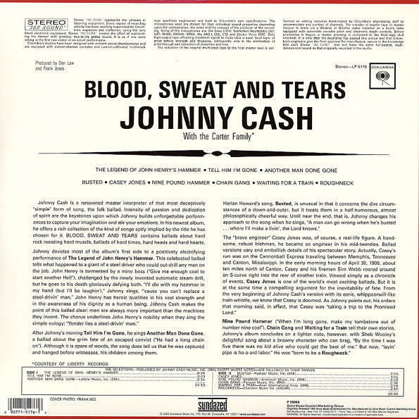 Johnny Cash – Blood, Sweat And Tears LP vinyl record, image 2 of 5