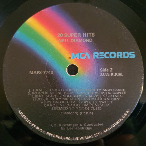 Neil Diamond – 20 Super Hits LP vinyl record, image 4 of 4
