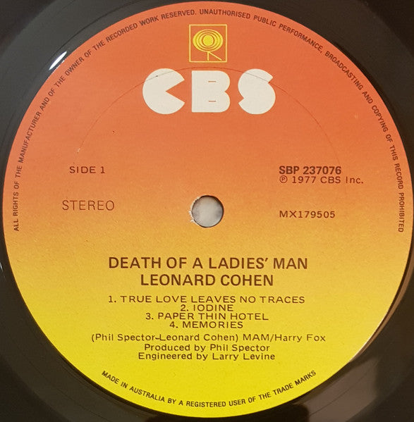Leonard Cohen – Death Of A Ladies' Man LP vinyl record, image 4 of 5