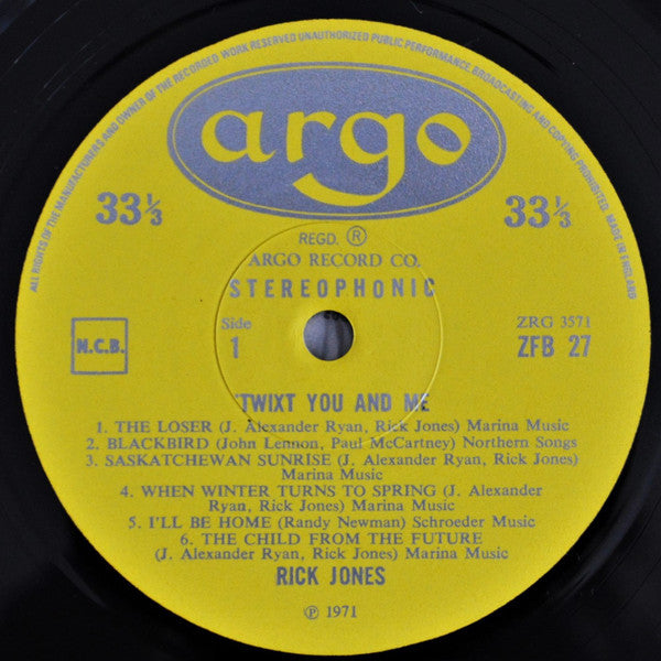 Rick Jones – Twixt You And Me LP vinyl record, image 3 of 4