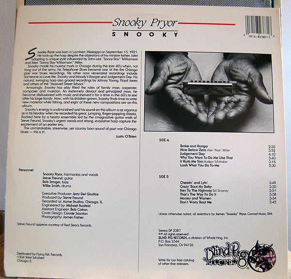 Snooky Pryor – Snooky LP vinyl record, image 2 of 7