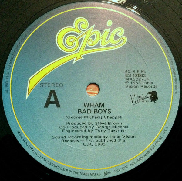 Wham! – Bad Boys 12" vinyl record, image 1 of 2