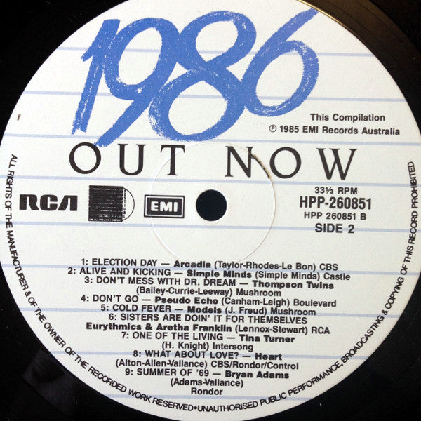 Various – 1986 Out Now LP vinyl record, image 6 of 6