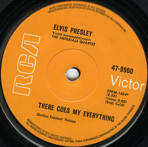 Elvis Presley – I Really Don't Want To Know / There Goes My Everything 7" vinyl record, image 4 of 5