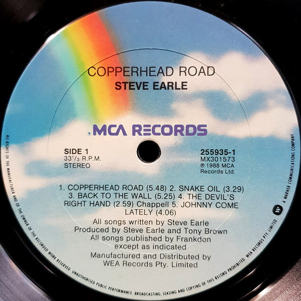 Steve Earle – Copperhead Road LP vinyl record, image 3 of 6