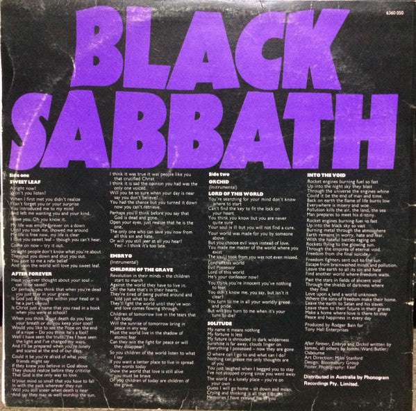 Black Sabbath – Master Of Reality LP vinyl record, image 2 of 5