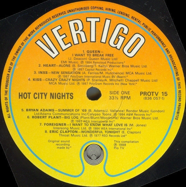Various – Hot City Nights LP vinyl record, image 3 of 4