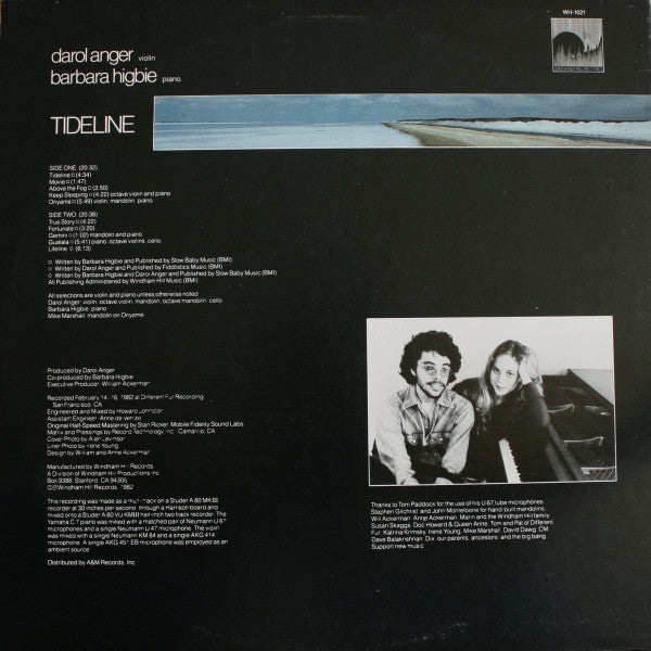 Darol Anger, Barbara Higbie – Tideline LP vinyl record, image 2 of 4