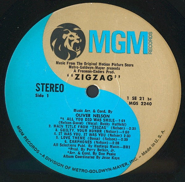 Oliver Nelson – The Original Motion Picture Score From Zigzag LP vinyl record, image 3 of 4