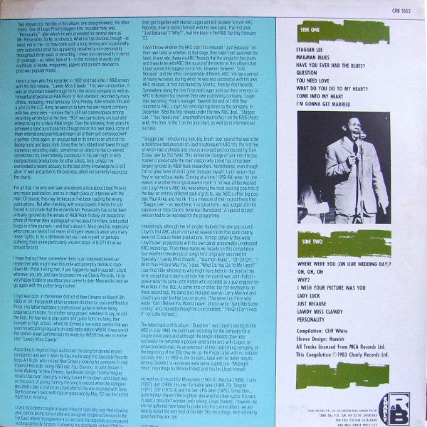Lloyd Price – Mr. Personality Revisited LP vinyl record, image 2 of 3