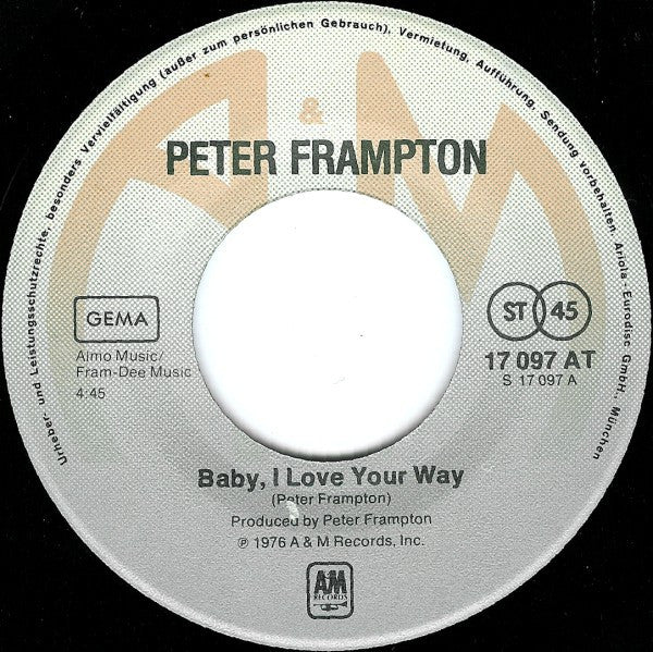 Peter Frampton – Baby I Love Your Way 7" vinyl record, image 2 of 3