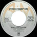 Peter Frampton – Baby I Love Your Way 7" vinyl record, image 2 of 3