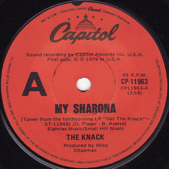 The Knack – My Sharona 7" vinyl record, image 1 of 2