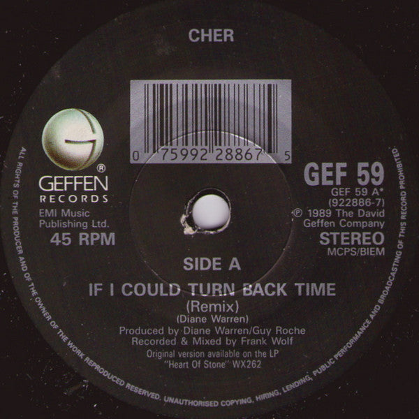 Cher – If I Could Turn Back Time 7" vinyl record, image 3 of 4