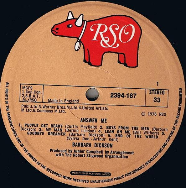 Barbara Dickson – Answer Me LP vinyl record, image 3 of 6