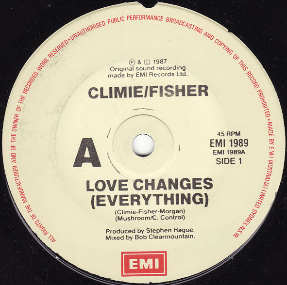 Climie Fisher – Love Changes (Everything) 7" vinyl record, image 1 of 2