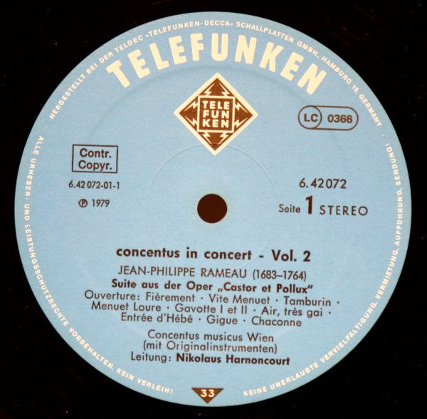 Concentus Musicus Wien, Nikolaus Harnoncourt – Concentus In Concert (Holland Festival - Vol. 2) LP vinyl record, image 3 of 4