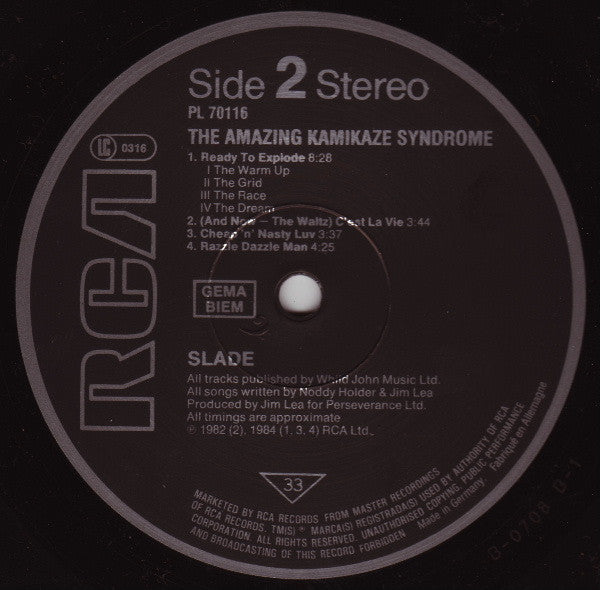 Slade – The Amazing Kamikaze Syndrome LP vinyl record, image 4 of 5