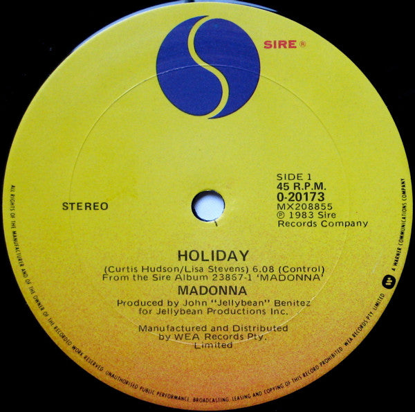 Madonna – Holiday 12" vinyl record, image 3 of 4