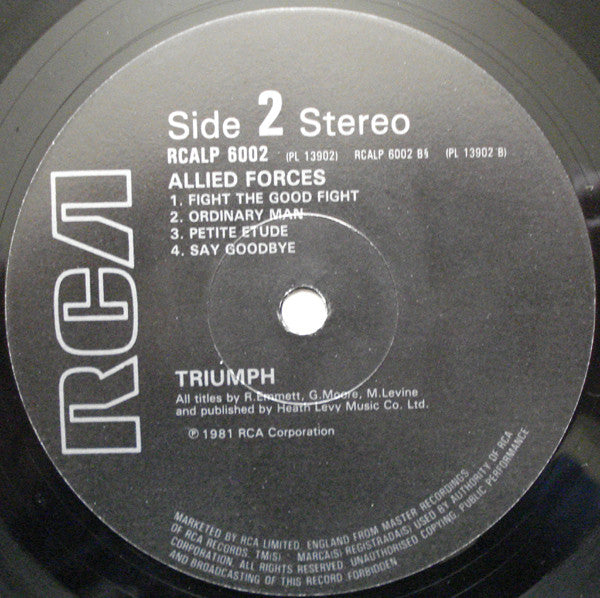 Triumph – Allied Forces LP vinyl record, image 4 of 6