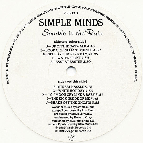 Simple Minds – Sparkle In The Rain LP vinyl record, image 4 of 7