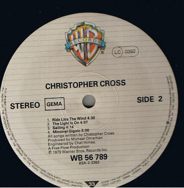 Christopher Cross – Christopher Cross LP vinyl record, image 4 of 6