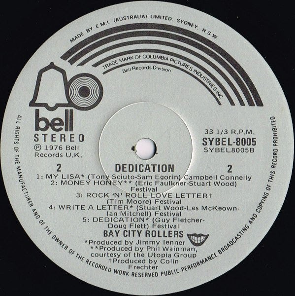 Bay City Rollers – Dedication LP vinyl record, image 5 of 5