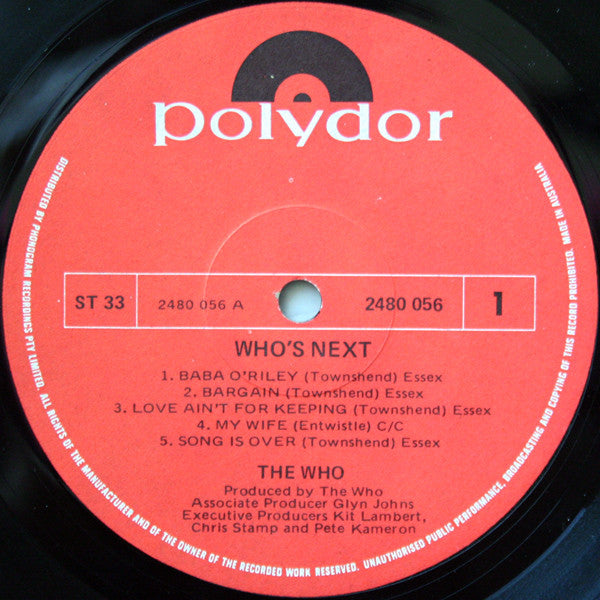 The Who – Who's Next LP vinyl record, image 3 of 4