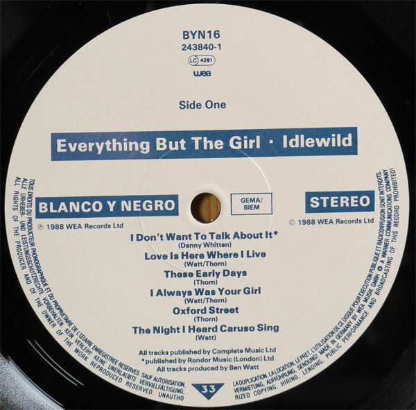 Everything But The Girl – Idlewild LP vinyl record, image 3 of 4
