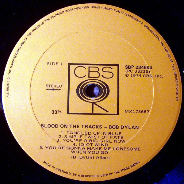 Bob Dylan – Blood On The Tracks LP vinyl record, image 3 of 3