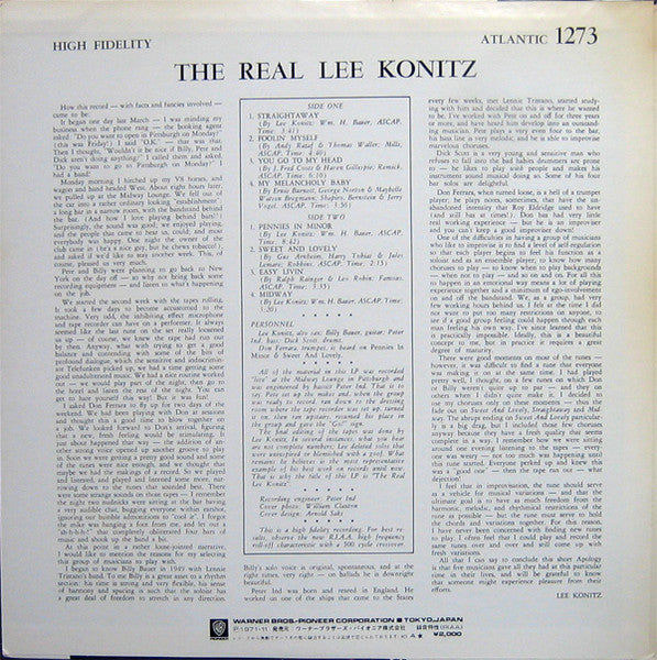 Lee Konitz – The Real Lee Konitz LP vinyl record, image 2 of 7