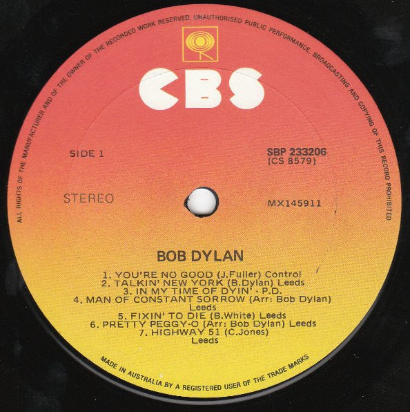 Bob Dylan – Bob Dylan LP vinyl record, image 2 of 2