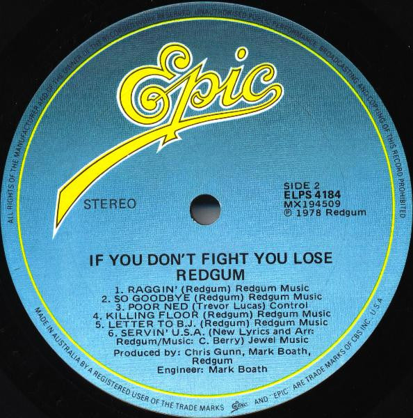 Redgum – If You Don't Fight You Lose LP vinyl record, image 4 of 5