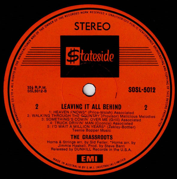 The Grass Roots – Leaving It All Behind LP vinyl record, image 4 of 4
