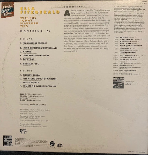 Ella Fitzgerald, Tommy Flanagan Trio – Montreux '77 LP vinyl record, image 2 of 4