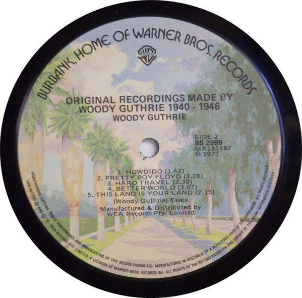 Woody Guthrie – Original Recordings Made By Woody Guthrie 1940-1946 LP vinyl record, image 4 of 4