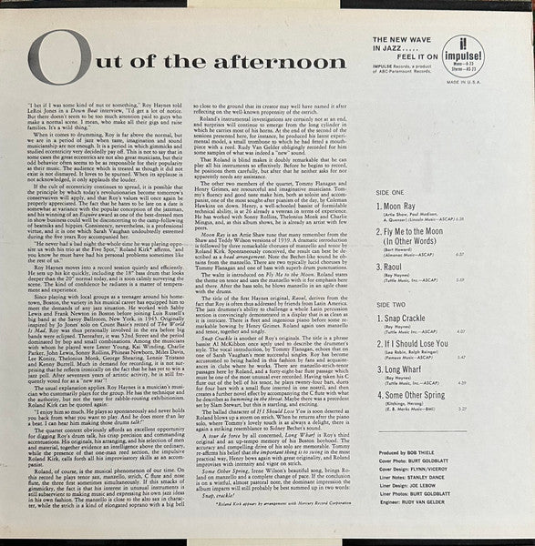 Roy Haynes Quartet – Out Of The Afternoon LP vinyl record, image 3 of 9