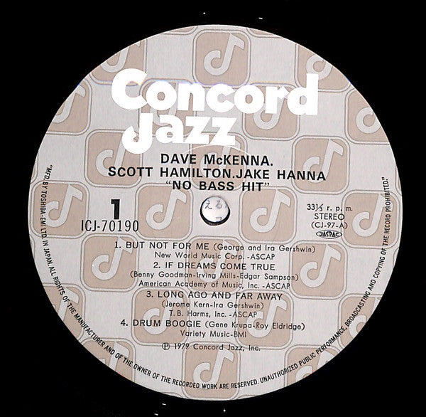 Scott Hamilton, Jake Hanna, Dave McKenna – No Bass Hit LP vinyl record, image 6 of 6