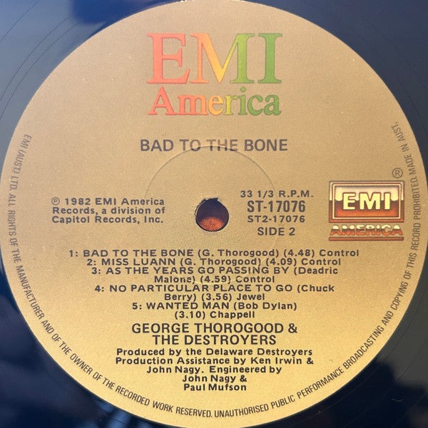 George Thorogood & The Destroyers – Bad To The Bone LP vinyl record, image 4 of 4