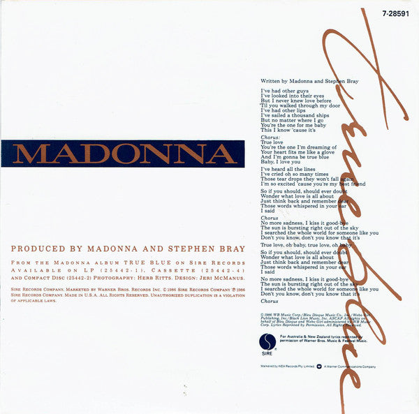 Madonna – True Blue 7" vinyl record, image 2 of 4