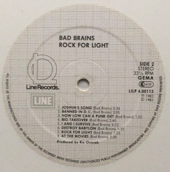 Bad Brains – Rock For Light LP vinyl record, image 7 of 7