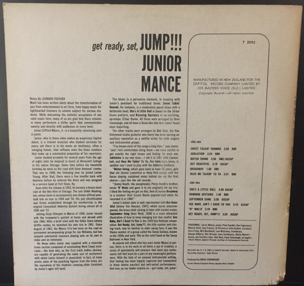 Junior Mance Trio, The Bob Bain Brass Ensemble – Get Ready, Set, Jump!!! LP vinyl record, image 2 of 4
