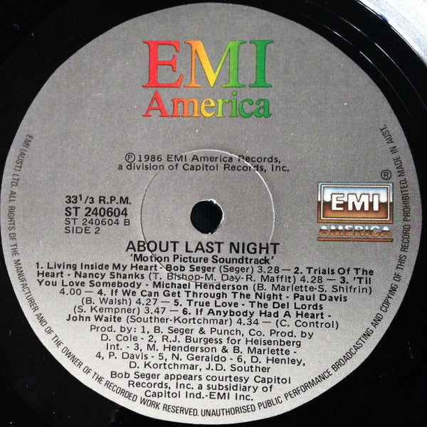 Various – "About Last Night..." Music From The Motion Picture LP vinyl record, image 4 of 4