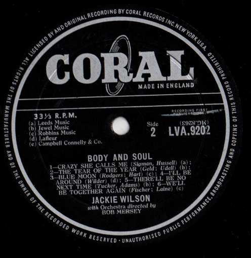 Jackie Wilson – Body And Soul LP vinyl record, image 3 of 4