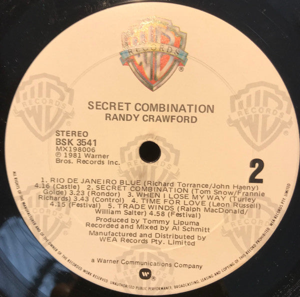 Randy Crawford – Secret Combination LP vinyl record, image 6 of 6