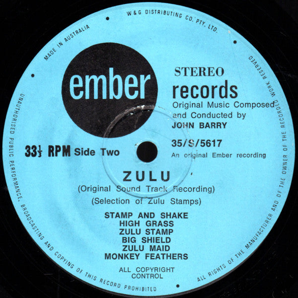 John Barry – Zulu (Original Motion Picture Sound Track & Other Themes) LP vinyl record, image 4 of 4