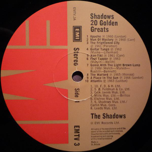 The Shadows – 20 Golden Greats LP vinyl record, image 3 of 6