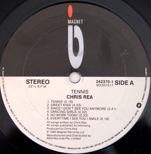 Chris Rea – Tennis LP vinyl record, image 5 of 6