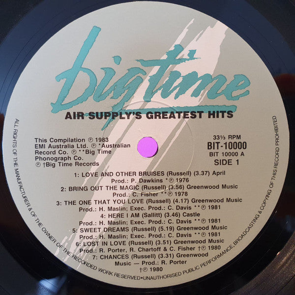 Air Supply – Greatest Hits LP vinyl record, image 2 of 4
